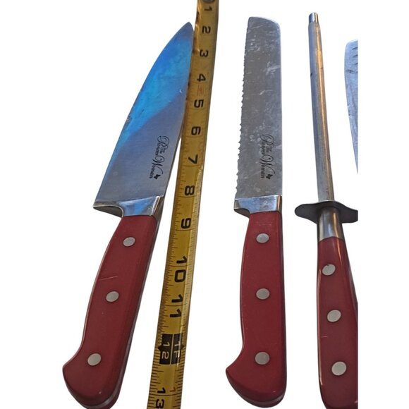 Pioneer Woman 8 Pc Knife Red Handles Stainless Steel Country Kitchen Farmhouse - Picture 7 of 12